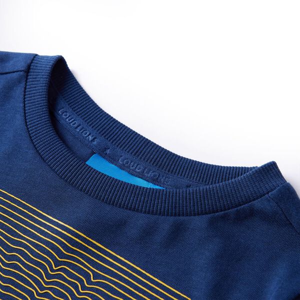 T-shirt med l&aring;nga &auml;rmar f&ouml;r barn marinbl&aring; 128