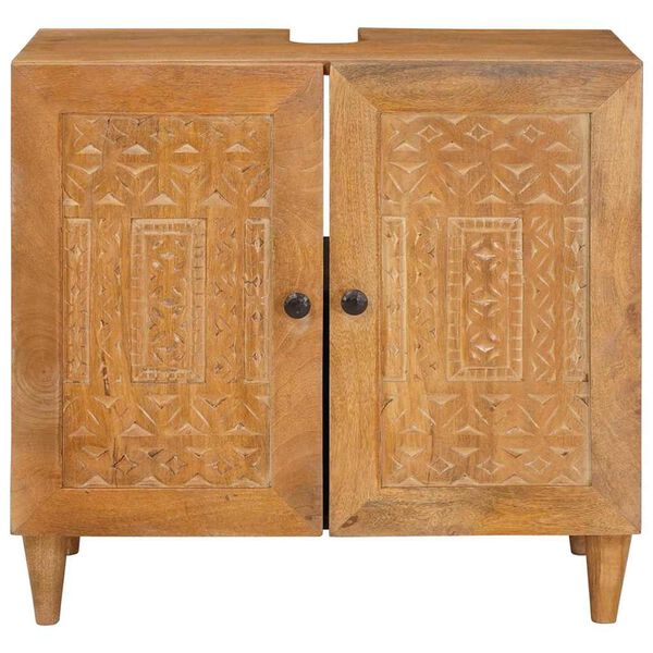 vidaXL Badrumssk&aring;p V&auml;ggmonterad med lagring Ljusbrun 62 x 33 x 58 cm