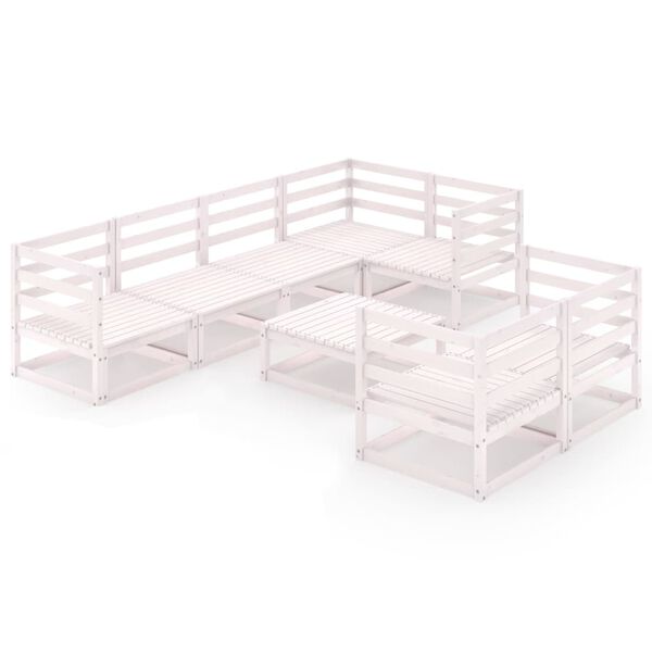 vidaXL Loungegrupp f&ouml;r tr&auml;dg&aring;rden 8 delar vit massiv furu