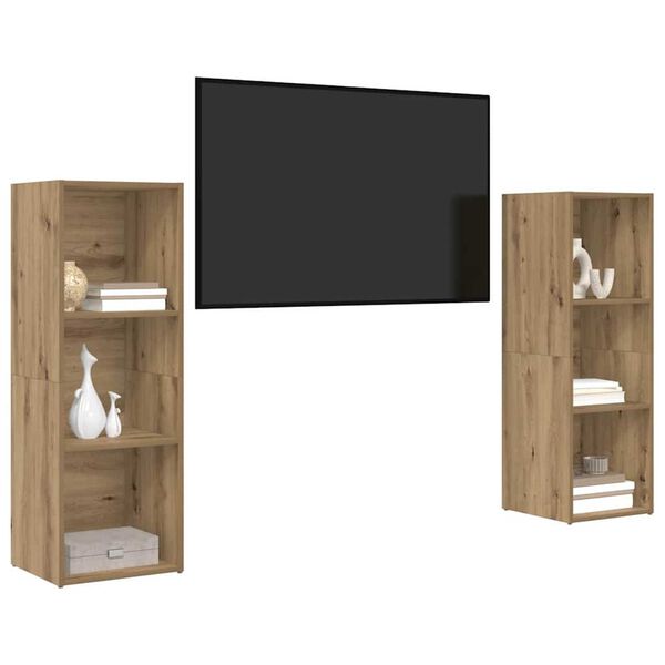 vidaXL TV-b&auml;nkset 2 pcs Artisan Ek 107 x 35 x 37 cm Konstruerat tr&auml;