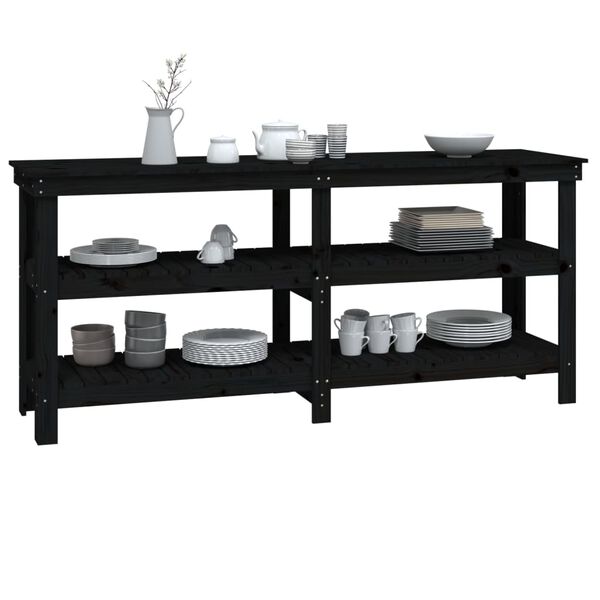 vidaXL Arbetsb&auml;nk svart 181x50x80 cm massiv furu