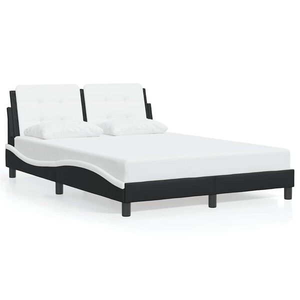 vidaXL Bed Frame without Mattress "Zadar" Black and White 120x200 cm Faux Leather