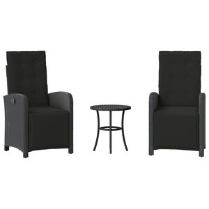 vidaXL Caf&eacute;set med dynor 3 delar svart konstrotting
