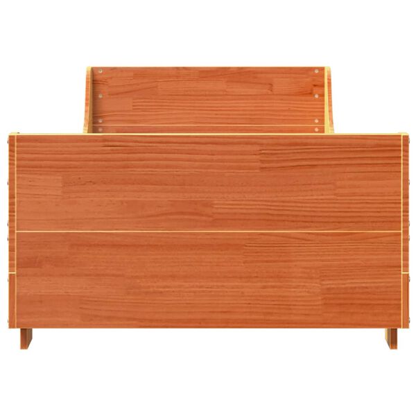 vidaXL Sängram utan madrass vaxad brun 90x200 cm massiv furu