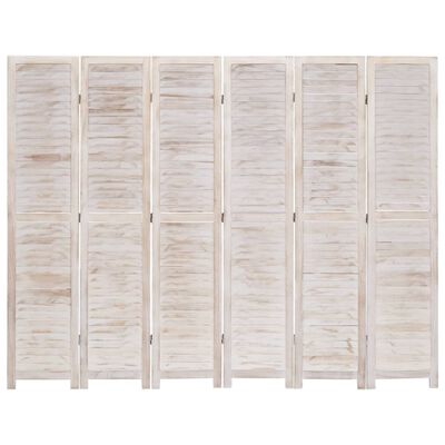 vidaXL Rumsavdelare 6 paneler vit 210x165 cm trä