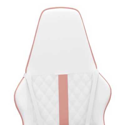 vidaXL Gamingstol med massage rosa och vit konstläder
