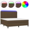 vidaXL Rams&auml;ng med madrass & LED m&ouml;rkbrun 180x200 cm tyg