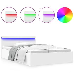 vidaXL S&auml;ngram hydraulisk f&ouml;rvaring utan madrass LEDs vit 140x200 cm