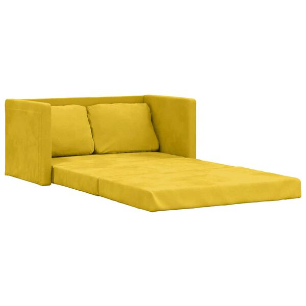 vidaXL Golvb&auml;ddsoffa 2-i-1 m&ouml;rkgul 122x204x55 cm sammet