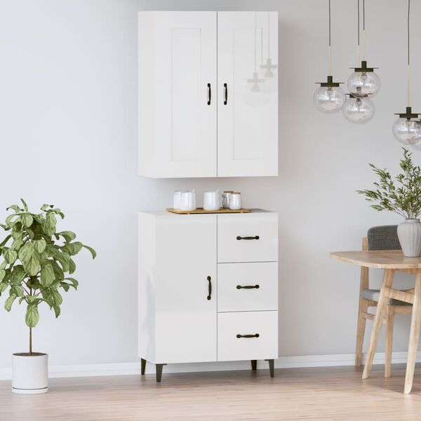 vidaXL H&ouml;gsk&aring;p vit h&ouml;gglans konstruerat tr&auml;