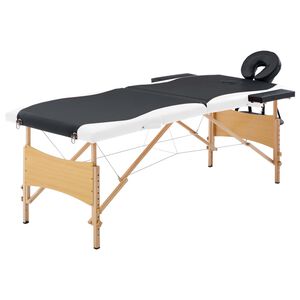 vidaXL Hopf&auml;llbar massageb&auml;nk 2 sektioner tr&auml; svart och vit
