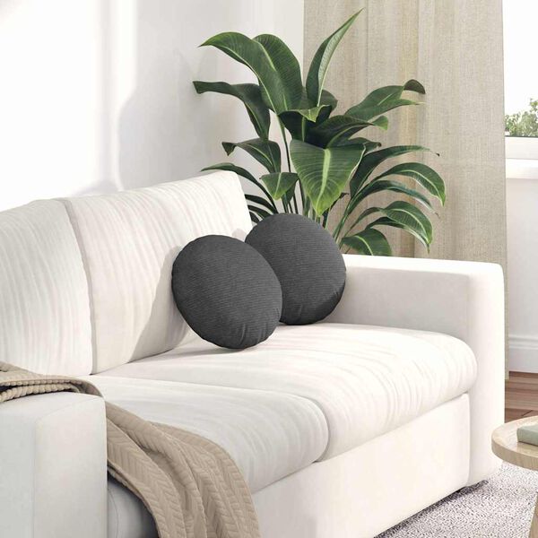 vidaXL Sittkuddar 2 pcs Mörkgrå Ø 30 cm Kordread tyg