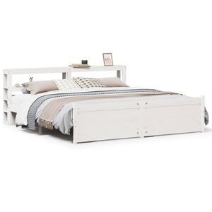 vidaXL S&auml;ngram med huvudgavel utan madrass vit 180x200 cm