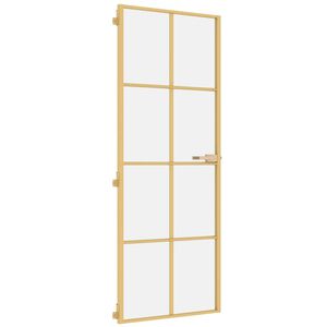 vidaXL Innerd&ouml;rr guld 76x201,5 cm h&auml;rdat glas och aluminium slim
