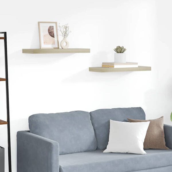 vidaXL Sv&auml;vande v&auml;gghyllor 2 st ek 60x23,5x3,8 cm MDF