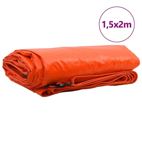 vidaXL Presenning 650g / m&sup2; Orange 1,5 x 2 m Canvas med PVC-bel&auml;ggning