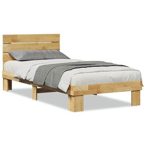 vidaXL S&auml;ngram med huvudgavel utan madrass 75x190 cm massivt tr&auml; ek