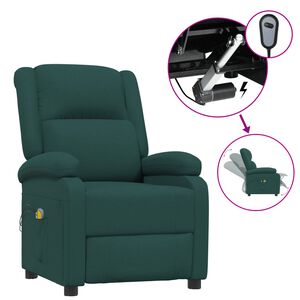 vidaXL Massagef&aring;t&ouml;lj m&ouml;rkgr&ouml;n tyg