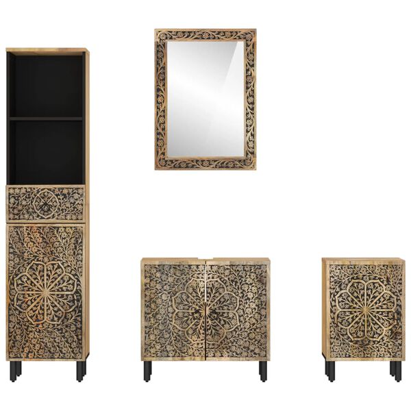 vidaXL Badrumsm&ouml;bler 4 delar massivt mangotr&auml;