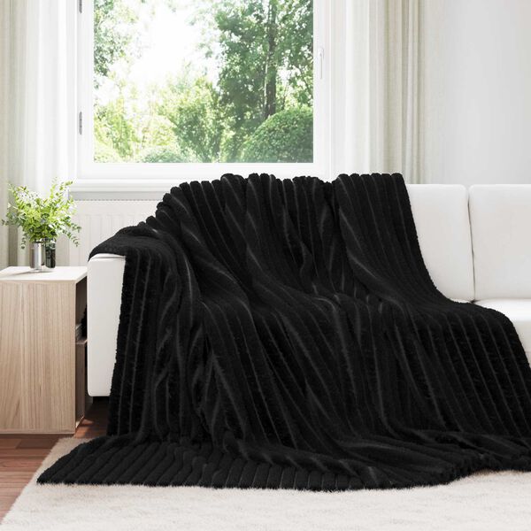 vidaXL Kastfilt Svart 240 x 220 cm Fleece