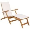 vidaXL F&auml;llbar Deck Chair med Kudde Vit Massivt teaktr&auml;