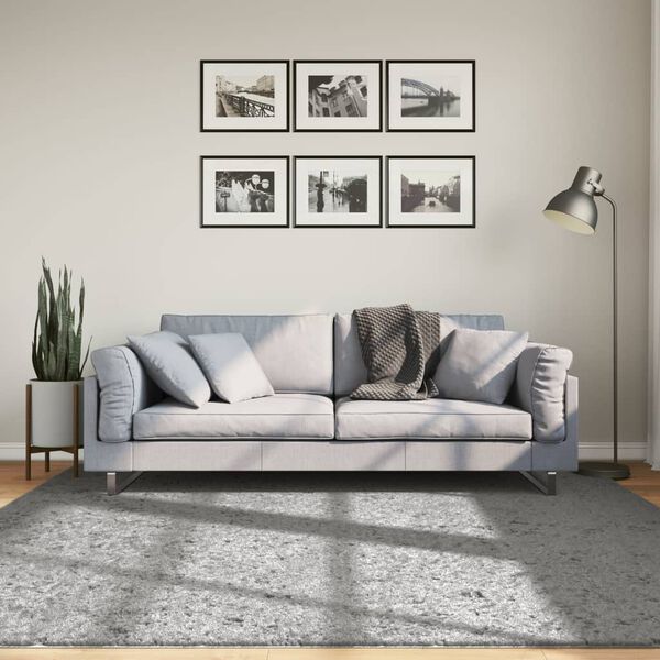 vidaXL Ryamatta PAMPLONA l&aring;ng lugg modern gr&aring; 200x200 cm