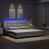 vidaXL Bed Frame with LED without Mattress "Hvar" White and Black 200x200 cm