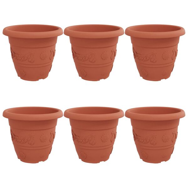 vidaXL Rund Blomkruka 6 pcs Murgr&ouml;n &Oslash; 26 x 21.5 cm Plast