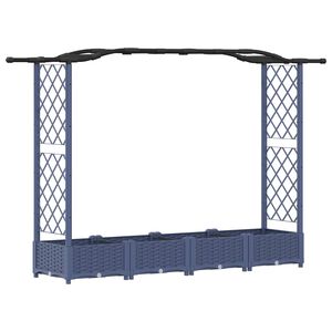 vidaXL Upph&ouml;jd B&auml;dd med Spalj&eacute; och Tak Gr&aring; 207 x 40 x 123 cm PP