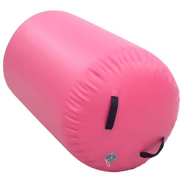 vidaXL Uppbl&aring;sbar gymnastikrulle med pump 100x60 cm PVC rosa