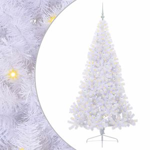 vidaXL Konstgjord julgran med 300 LED-lampor Vit 210 cm PVC och st&aring;l
