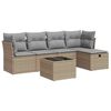 vidaXL Soffgrupp f&ouml;r tr&auml;dg&aring;rden med dynor 6 delar beige konstrotting