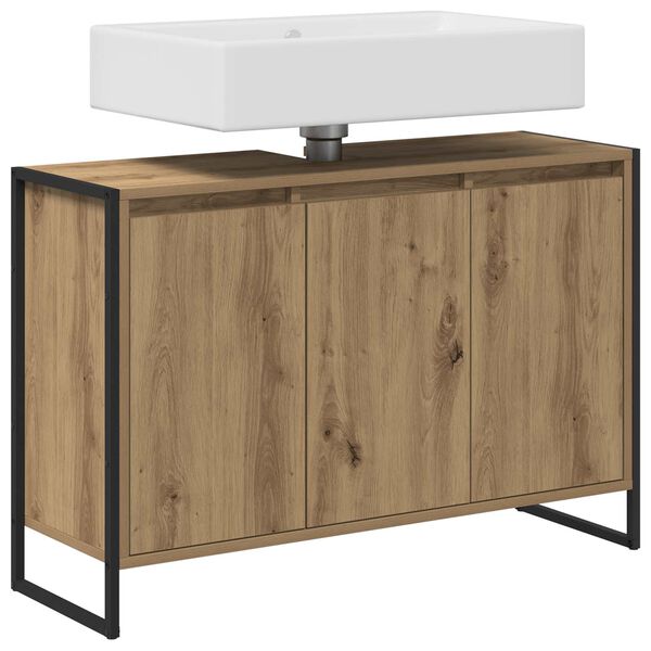 vidaXL Badrumssk&aring;p med d&ouml;rr Artisan Ek 90 x 30 x 60 cm Konstruerat tr&auml;