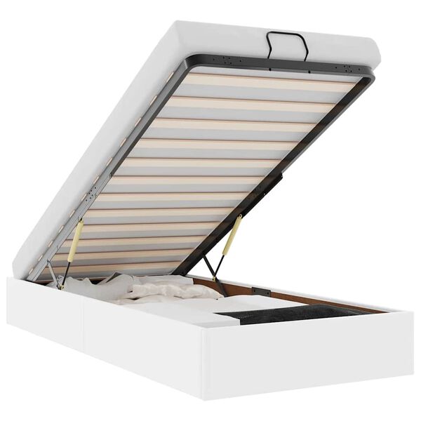 vidaXL Ottoman sängram utan madrass vit 90x200 cm konstläder