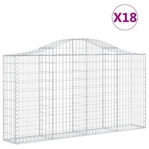 vidaXL Gabioner b&aring;gformade 18 st 200x30x100/120 cm galvaniserat j&auml;rn