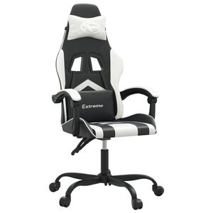 vidaXL Snurrbar gamingstol svart och vit konstl&auml;der