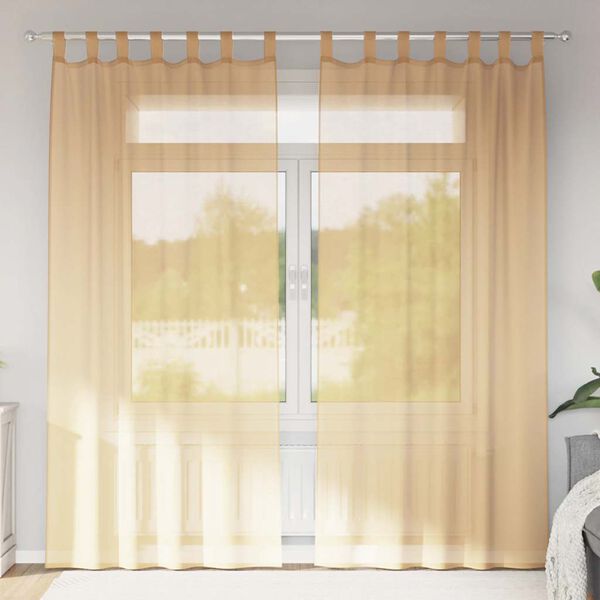 vidaXL Voile gardiner med öglor 2 st sand 140x225 cm