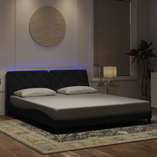 vidaXL Bed Frame with LED without Mattress Black 180x200 cm Velvet