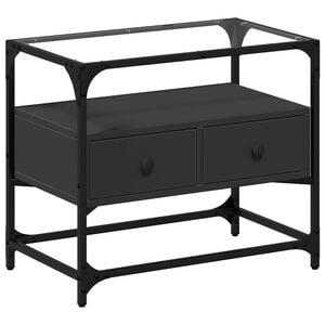 vidaXL Tv-b&auml;nk med glasskiva svart 60x35x51 cm konstruerat tr&auml;