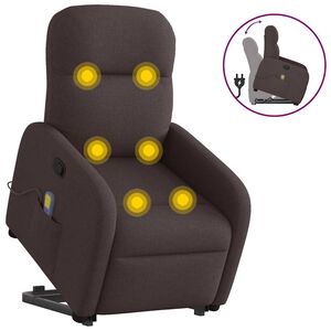 vidaXL Massagef&aring;t&ouml;lj med uppresningshj&auml;lp m&ouml;rkbrun tyg