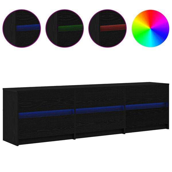 vidaXL TV Enheter 2 pcs Svart Ek 180 x 34 x 50 cm Konstruerat tr&auml;