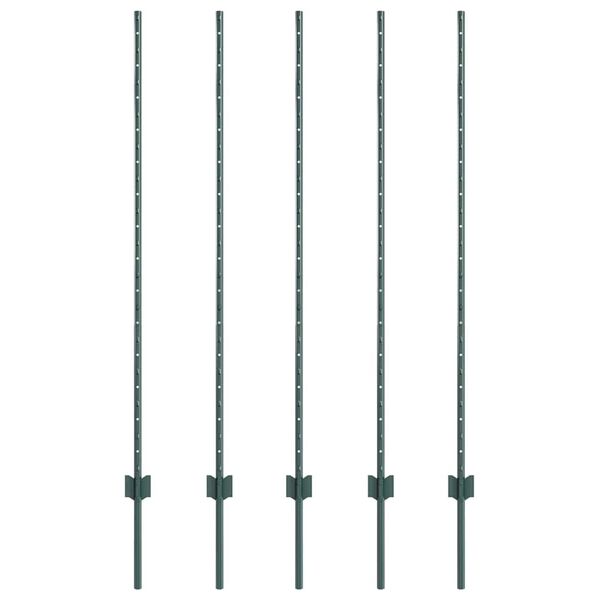 vidaXL St&auml;ngselstolpe 5 pcs Gr&ouml;n 140 cm St&aring;l