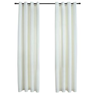 vidaXL M&ouml;rkl&auml;ggningsgardiner med ringar 2st gr&auml;ddvit sammet 140x225 cm