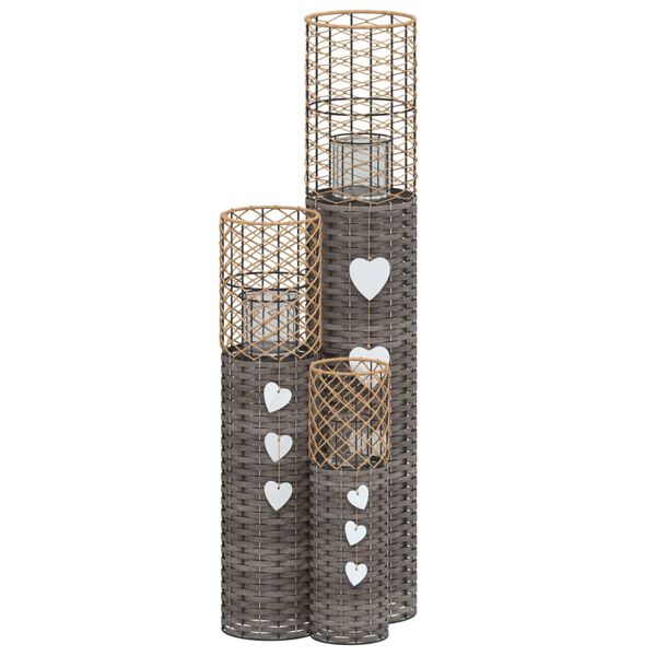 vidaXL Ljushållare 3 st grå korgmaterial