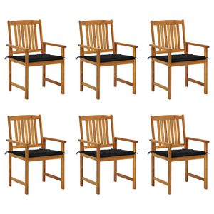vidaXL Tr&auml;dg&aring;rdsstolar med dynor 6 st massivt akaciatr&auml;