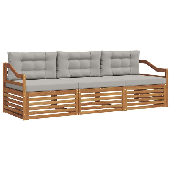 vidaXL Utomhussoffset med kudde 3 pcs Naturlig och Ljus Gr&aring;