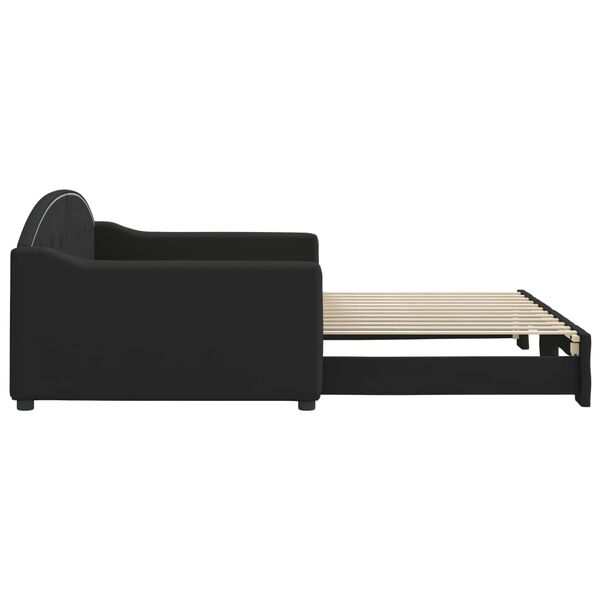 vidaXL Dagbädd utdragbar svart 100x200 cm tyg