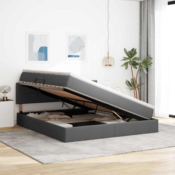 vidaXL F&ouml;rvaringss&auml;ng med LED M&ouml;rkgr&aring; 180 x 200 cm Polyester