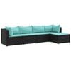 vidaXL Loungegrupp med dynor 5 delar konstrotting svart