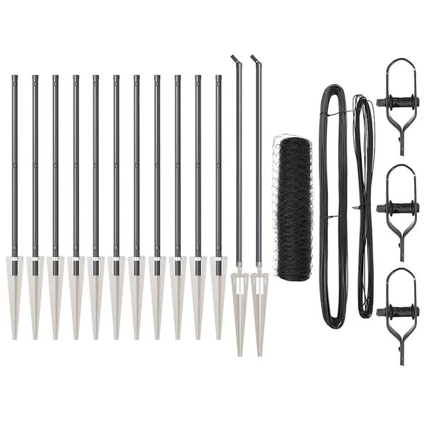 vidaXL St&auml;ngselstolpe Gr&aring; 25 x 0,4 m (36 mm n&auml;t) St&aring;l och PVC